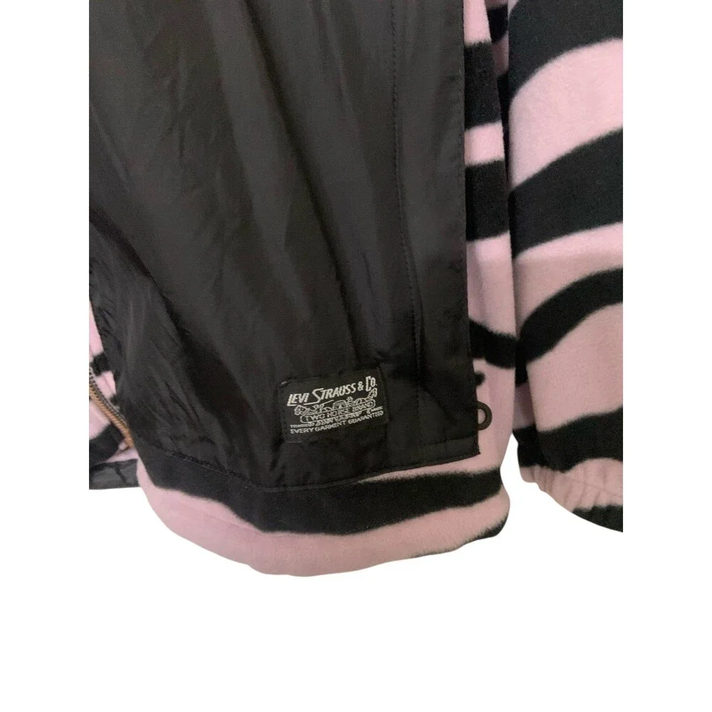 Levi's Skateboarding Mock Sweater Full Zip Fleece Zebra Print Lavender Sz Medium - Picture 6 of 8